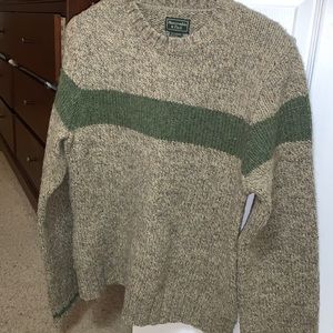 Abercrombie & Fitch tan with green stripe sweater. Size large.